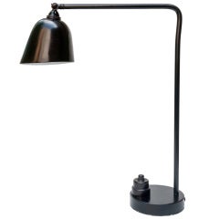 European Modernist Desk Lamp in Black Enamel Articulated Shade