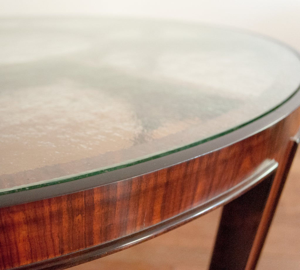 Swedish Art Deco Rosewood Coffee Table Original Textured Glass 2
