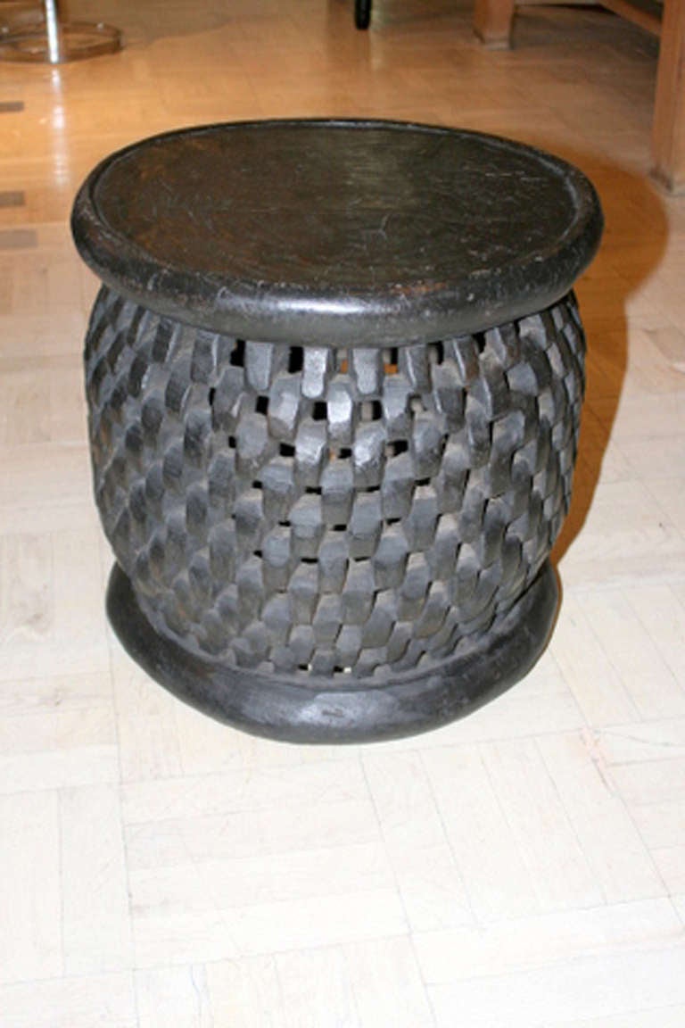 Early 20th Century Bamileke Stool Ebonized Dyed Mango Wood