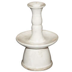 Belgian White Ceramic Candlestick