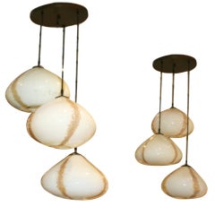 Pair of Contemporary Hand-Blown Glass Hanging Fixtures