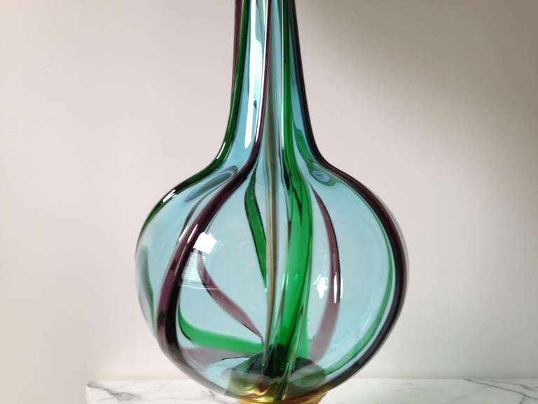 Mid-20th Century Pair of Italian Murano Glass Lamps