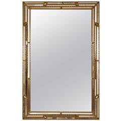 "Zen" Bamboo and Gold Chippendale Style Wall Mirror