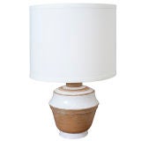 White and Taupe Pottery Table Lamp