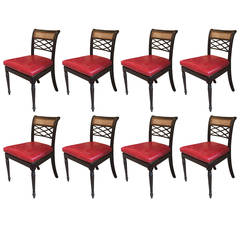 Antique Set of Eight Regency Ebonized Dining Chairs