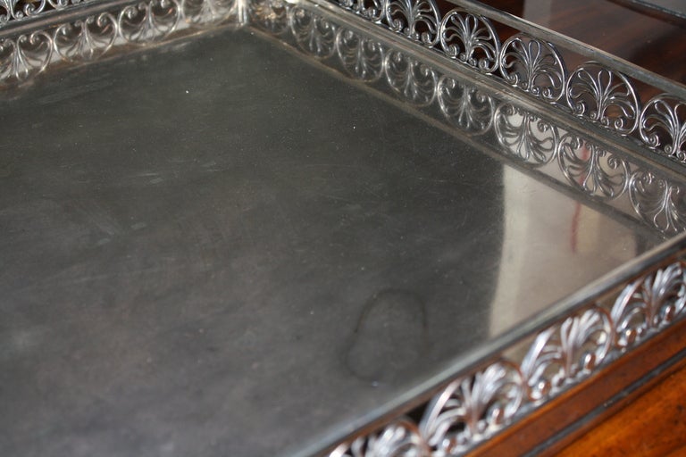 English Silver Plated Pierced Gallery Rectangular Tray In Good Condition In New York, NY
