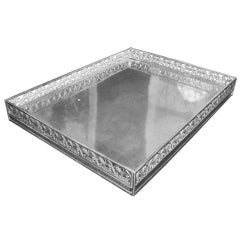 English Silver Plated Pierced Gallery Rectangular Tray