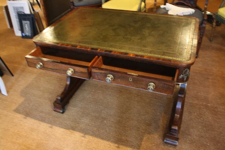 Regency Gilt Bronze-Mounted Rosewood Trestle Writing Table 2