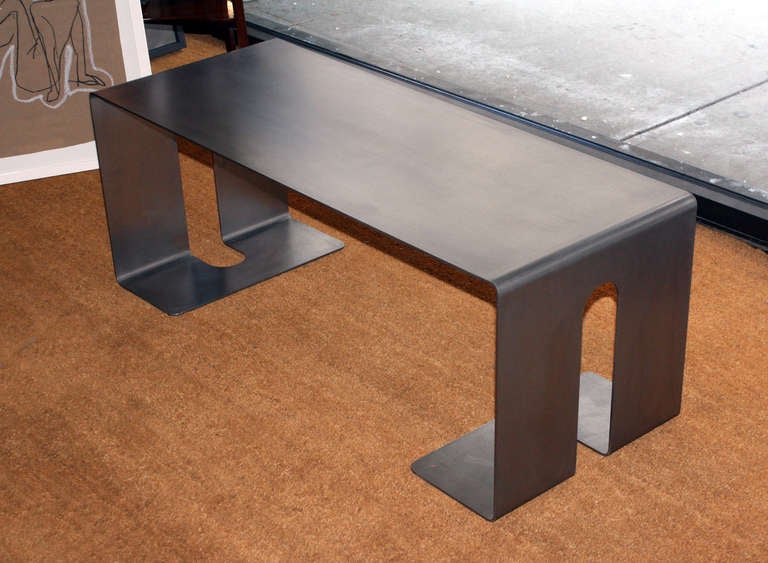 American Polished Steel Low Table by Gerald Bland