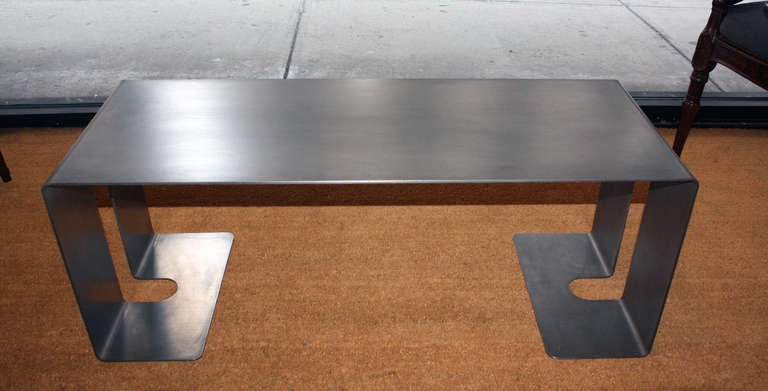 Polished Steel Low Table by Gerald Bland In Excellent Condition In New York, NY