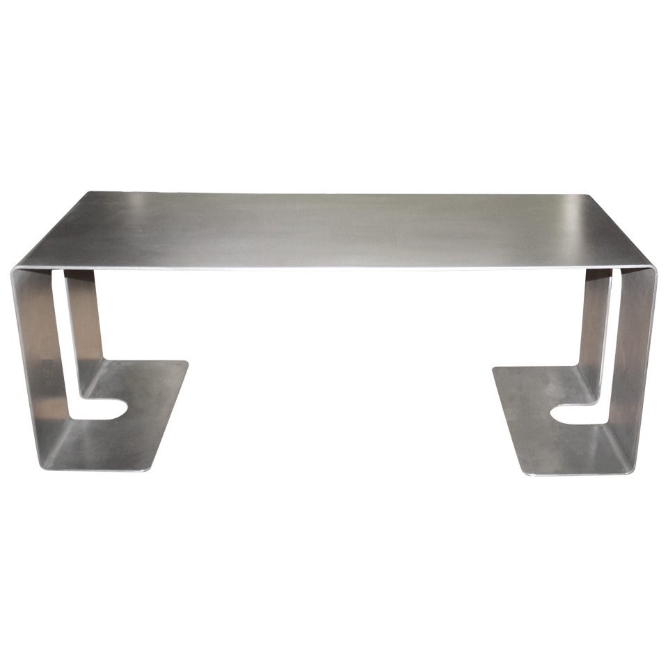 Polished Steel Low Table by Gerald Bland