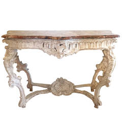 Louis XV Gessoed Console with Marble Top