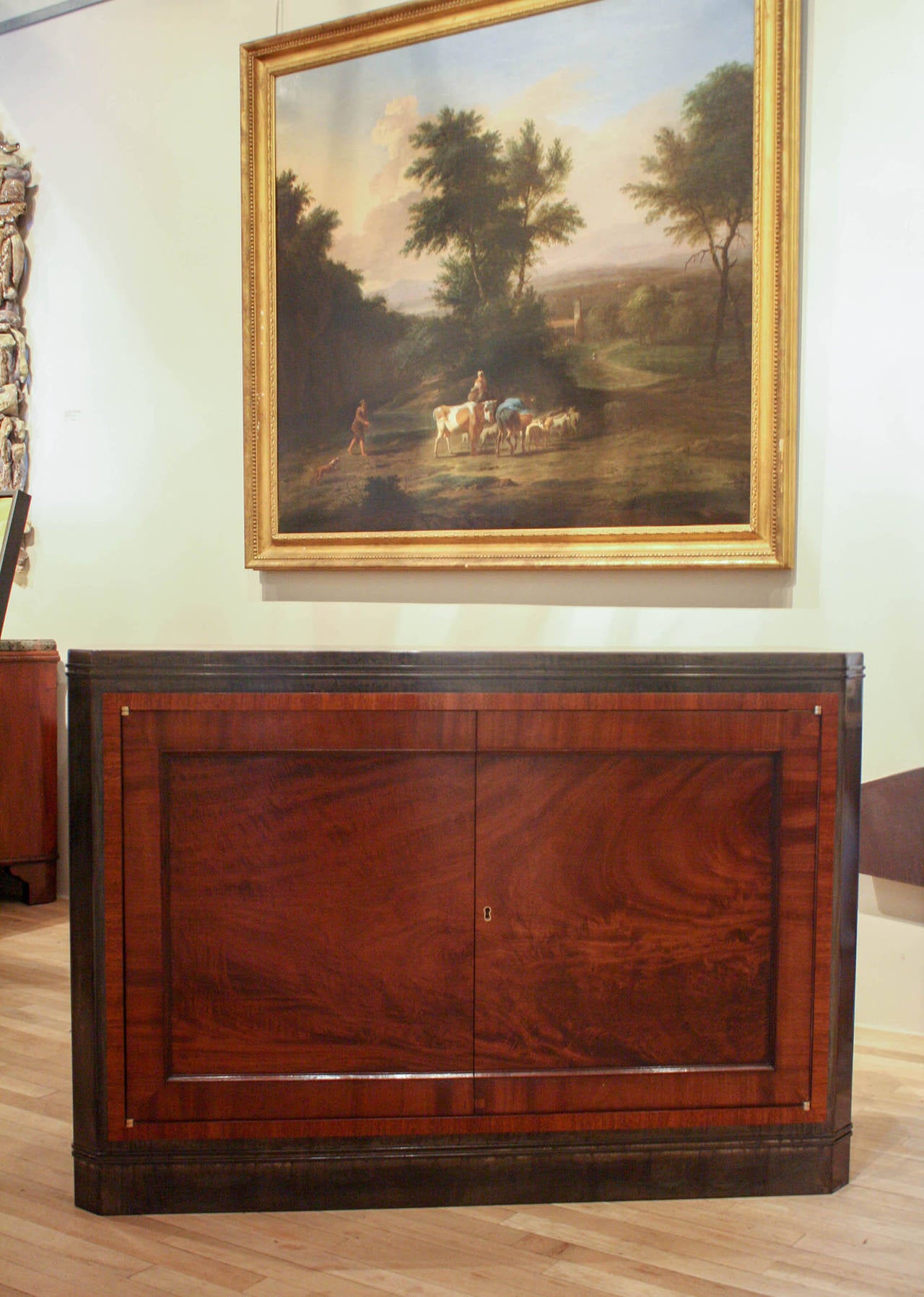 American Pair of Mahogany and Patinated Steel Cabinets