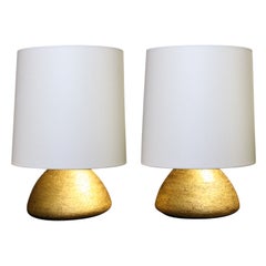 Pair of Gilded Ceramic Gumdrop Lamps by Andrea Koeppel