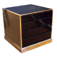 Brass Mounted Black Lacquer Small Chest