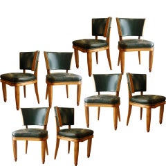 Set of Eight Dining Chairs by Paul Follot