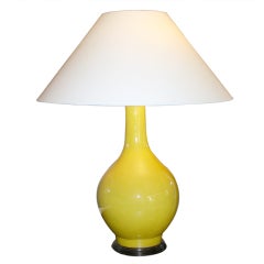 Large Yellow Glazed Ceramic Balaster Form Vase Now Mounted Lamp