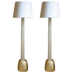 Pair of Hand-Coiled and Gilded Sand-Blasted Pillow Floor Lamps 6