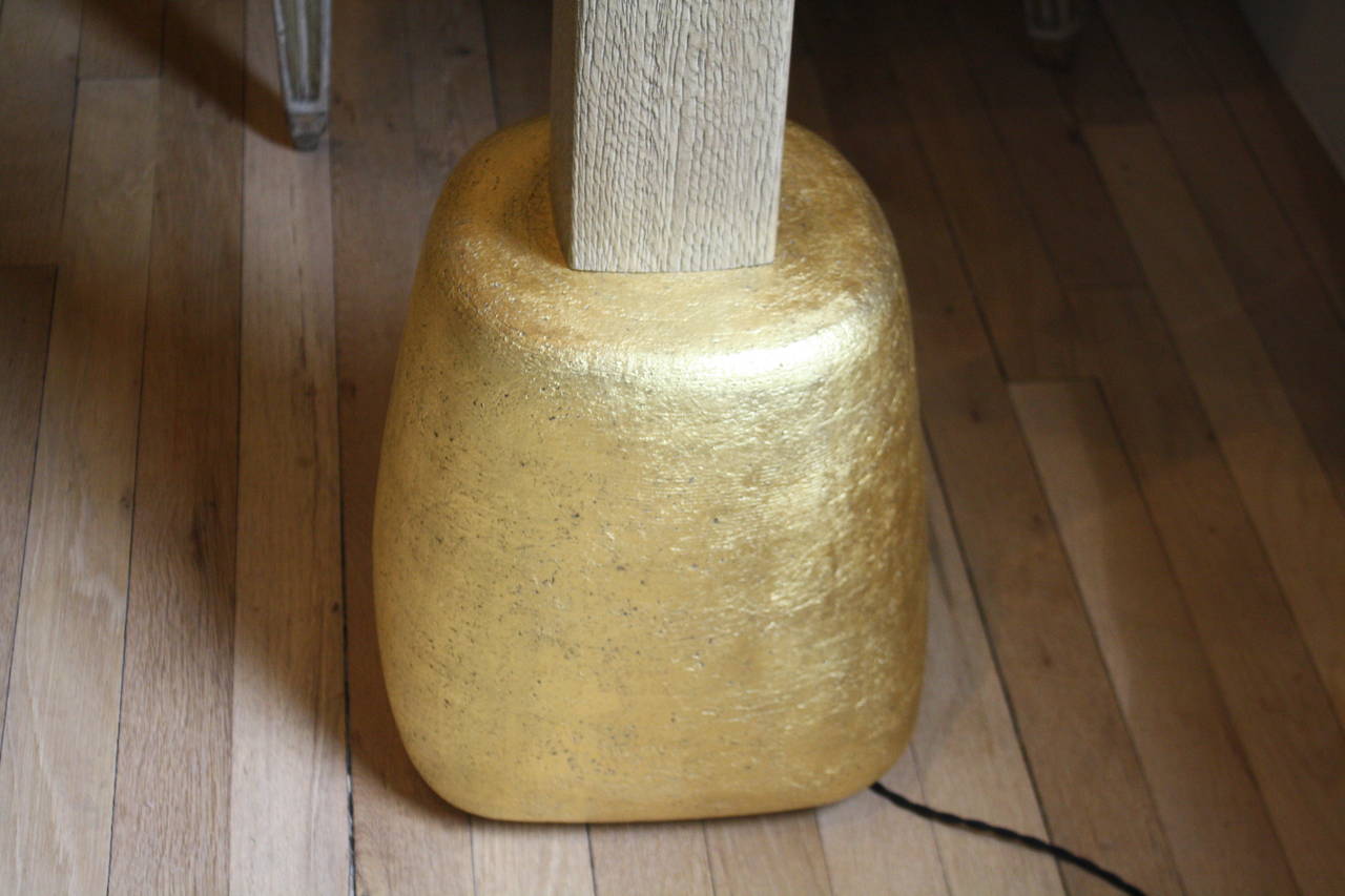 American Hand-Coiled and Gilded Sand-Blasted Pillow Floor Lamp For Sale