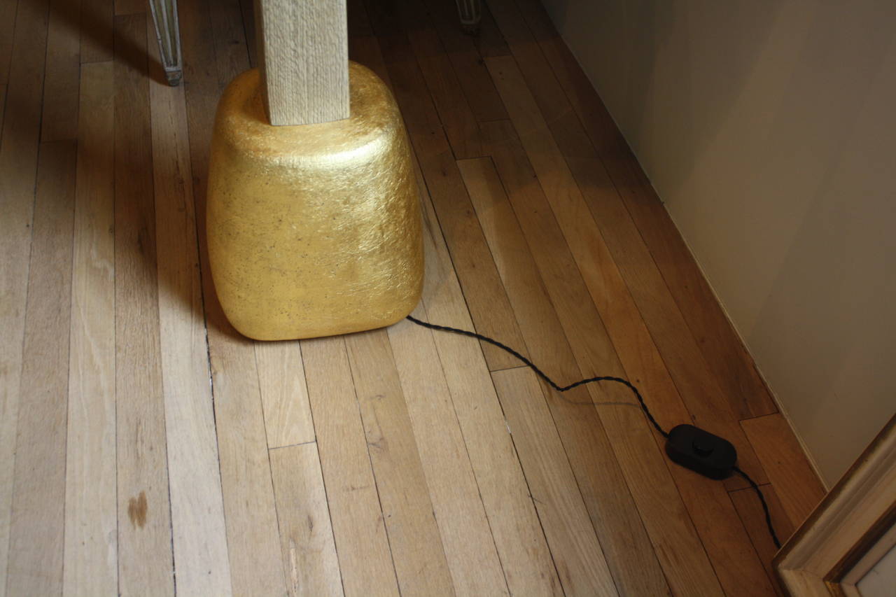 Gilt Hand-Coiled and Gilded Sand-Blasted Pillow Floor Lamp For Sale