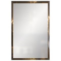 Brass Mounted Brushed Aluminum Mirror by John Vesey