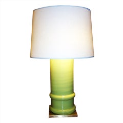 Apple Green Glazed Ceramic Cylindrical Lamp 12