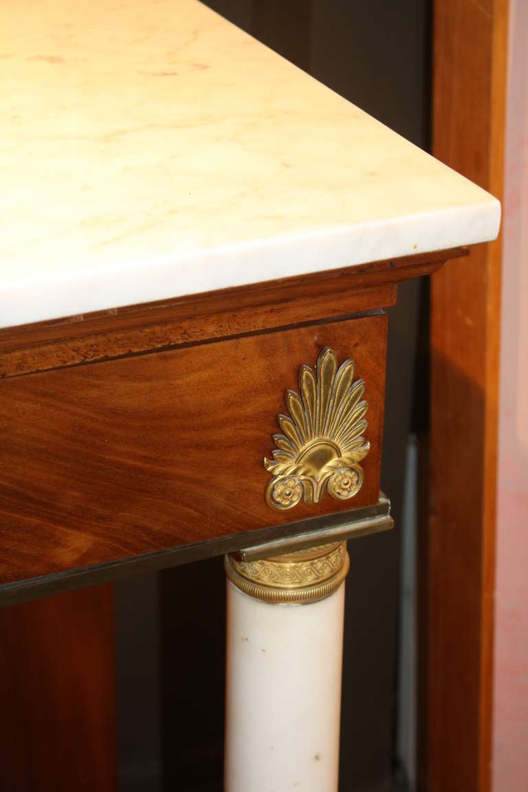 Empire Mahogany and White Marble Console