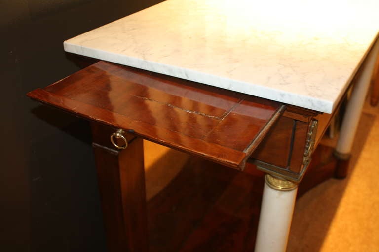 Empire Mahogany and White Marble Console In Good Condition In New York, NY