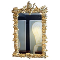 Rocaille Parcel Gilt Glazed Stoneware Mirror