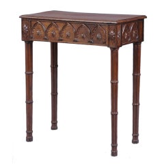 Chippendale Gothic Carved Mahogany Side Table