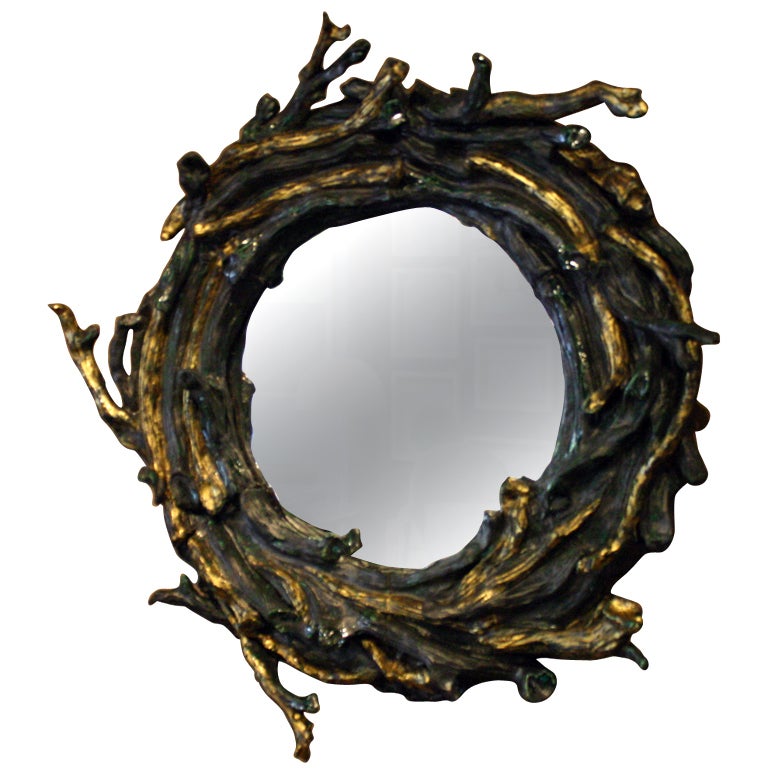 Rocaille Glazed Stoneware Twig Mirror