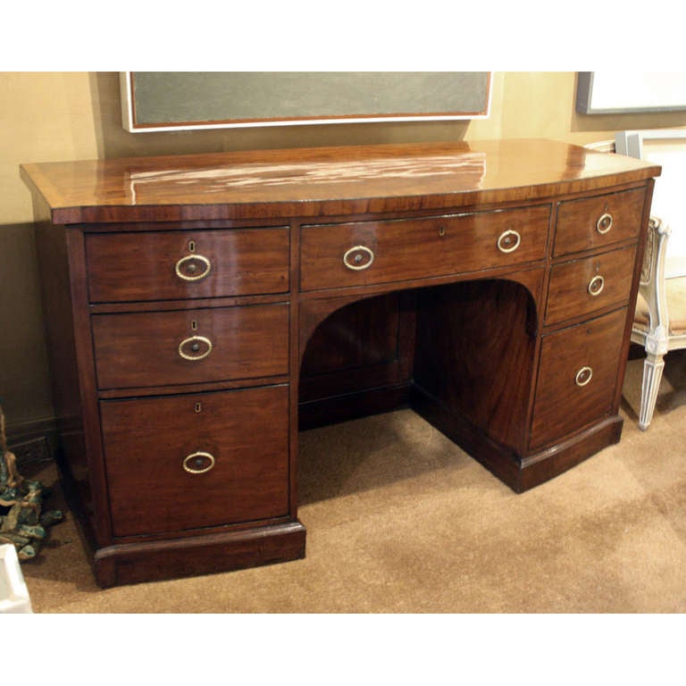 English Sheraton Mahogany Bow Front Sideboard