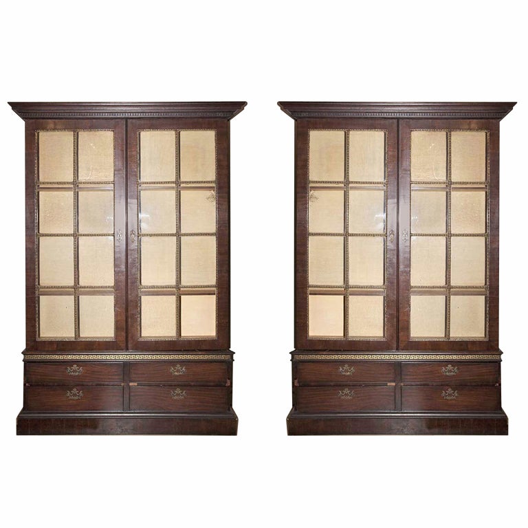 Pair of Georgian Parcel-Gilt Mahogany Bookcases