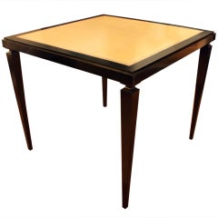 Ebonized Leather Top Games Table Attr. to Robsjohn-Gibbings
