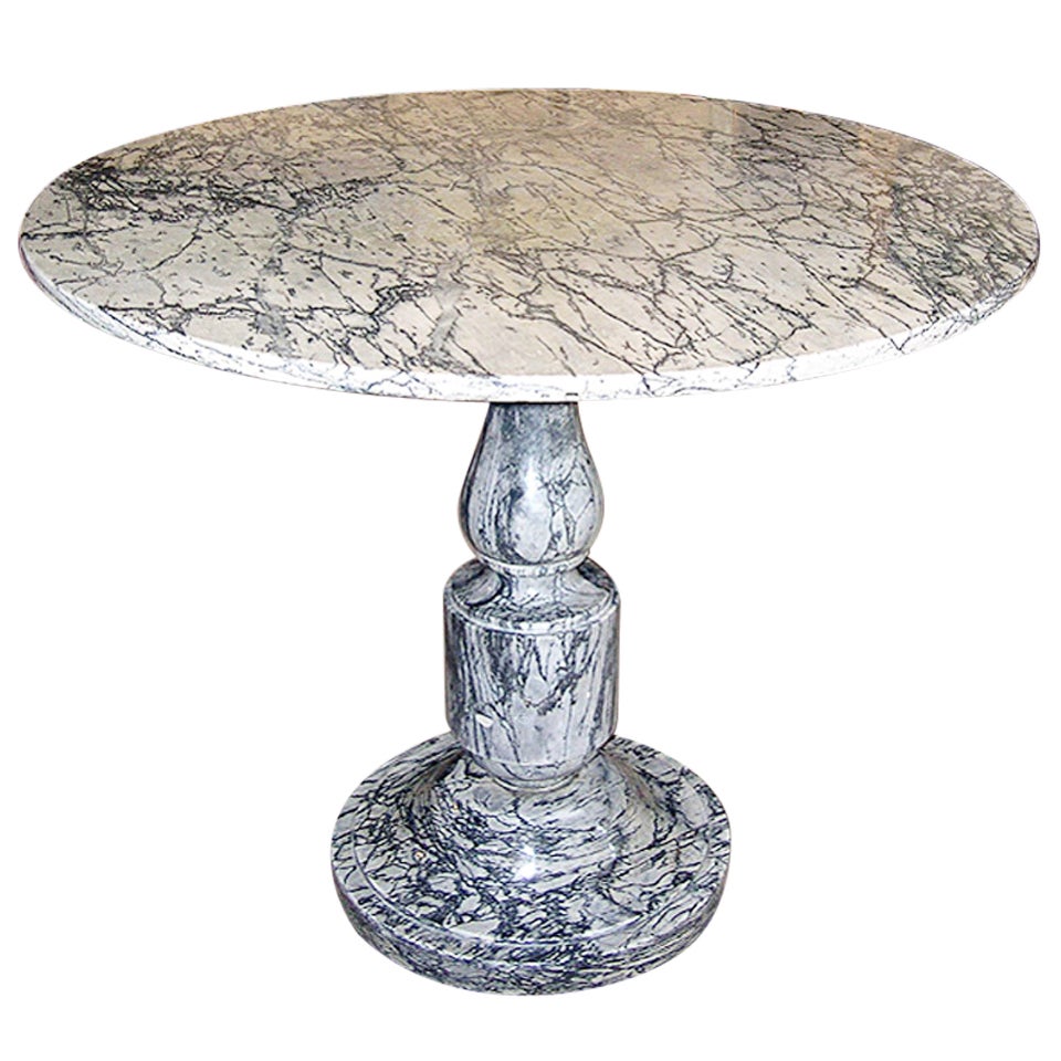 Neoclassical Grey Marble Circular Center Table