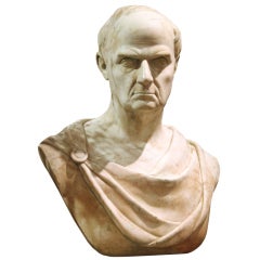 White Marble Bust of Man in Toga