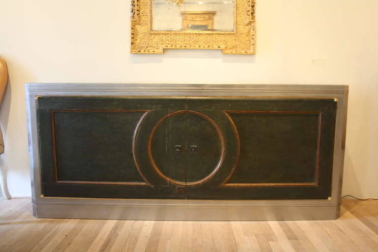 Pair of Painted Walnut and Polished Steel Cabinets