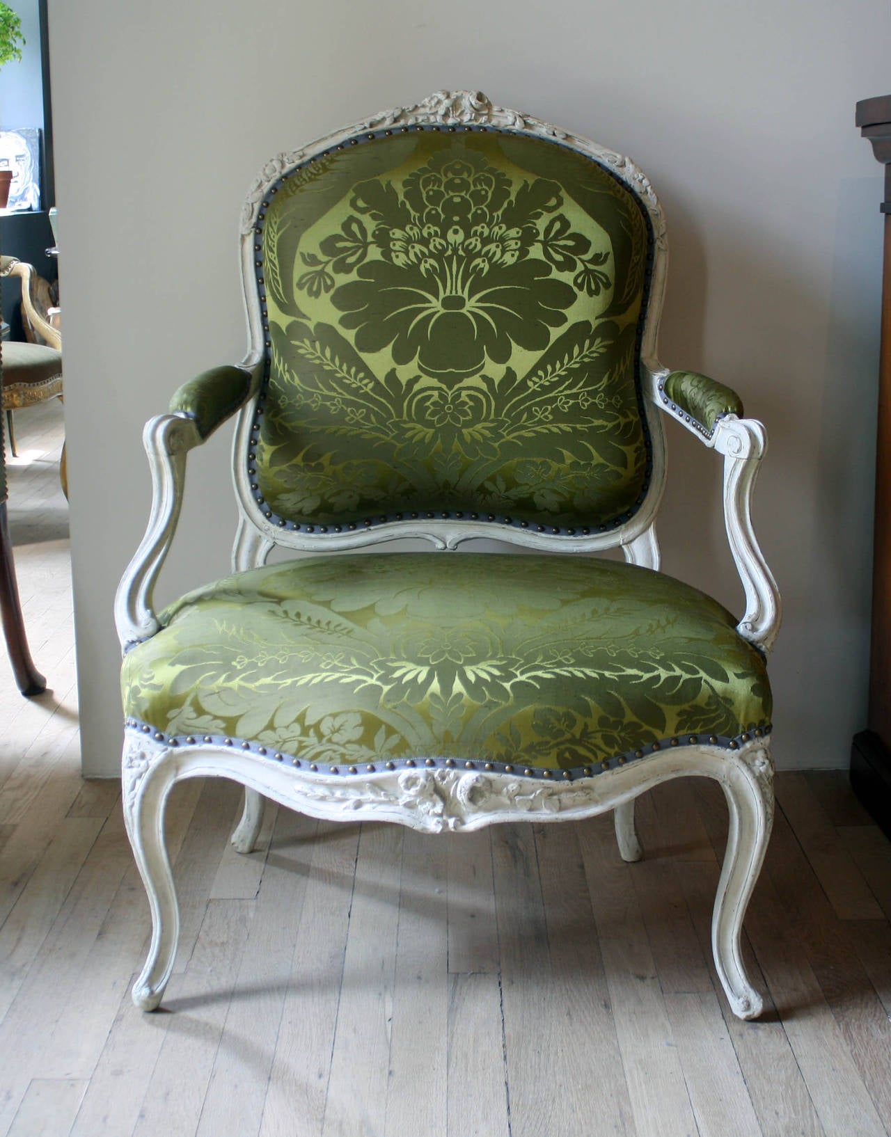 18th Century and Earlier Louis XVI Painted Fauteuil