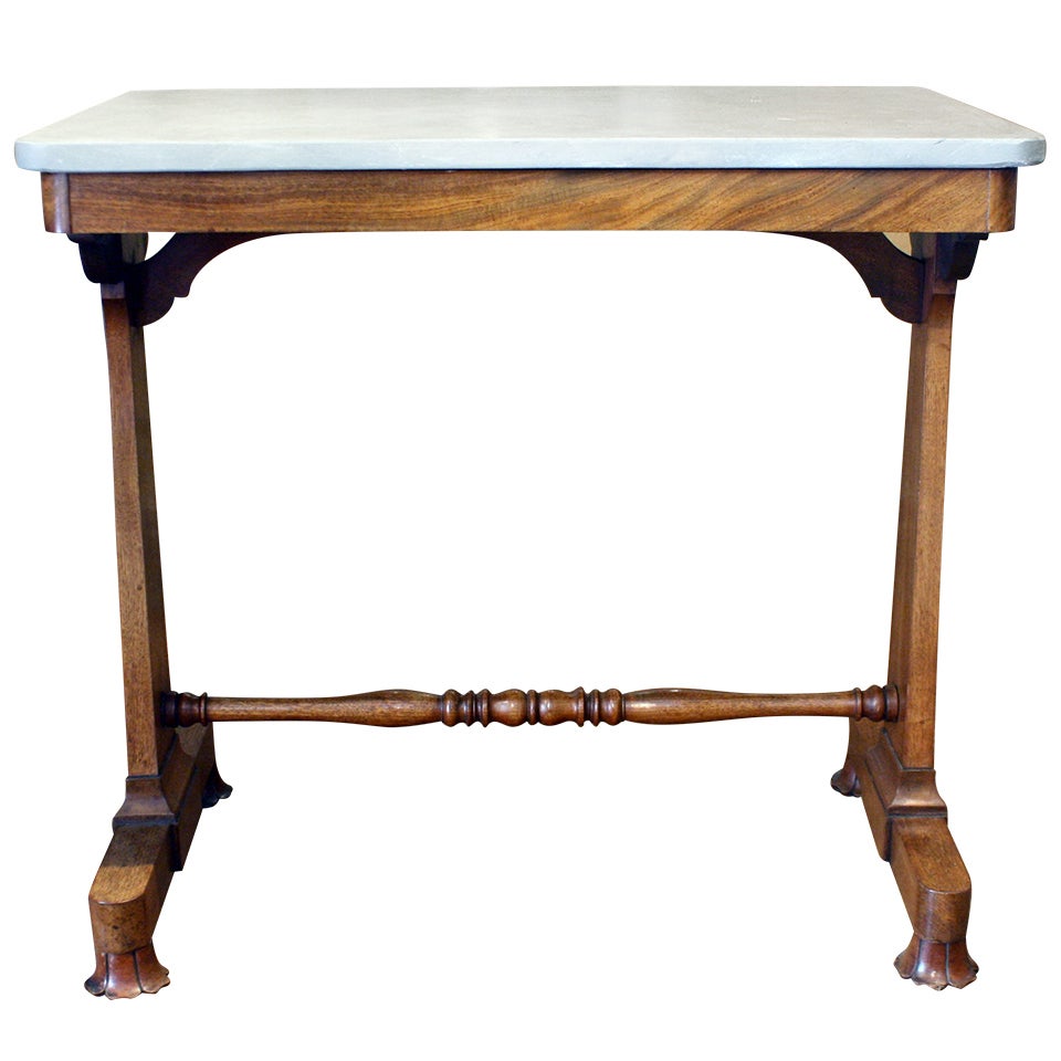 Regency Rosewood Writing Table with Later Marble Top
