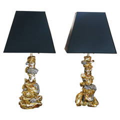 Pair of Ceramic Candlesticks Mounted as Lamps by Eve Kaplan 11