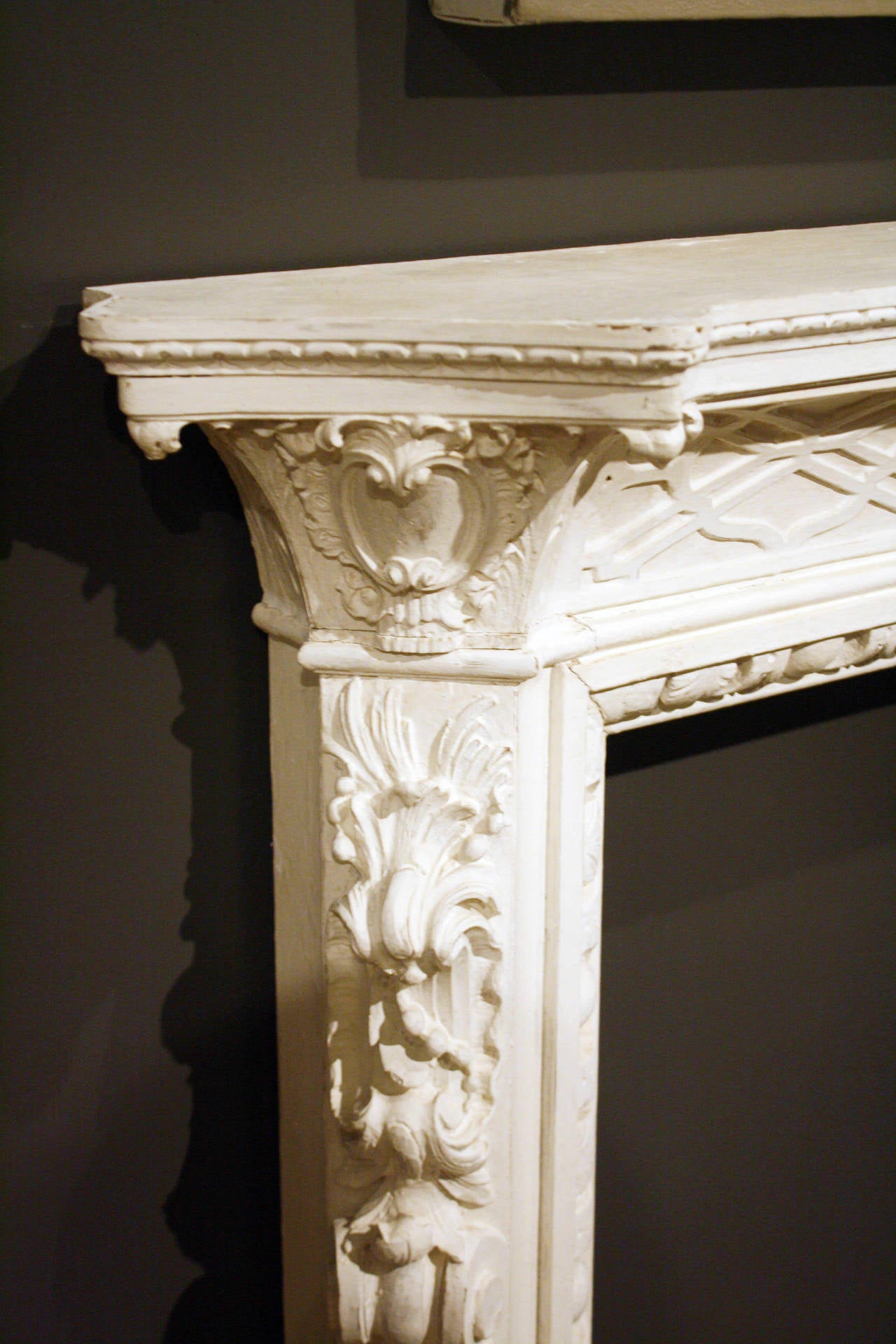 18th Century Chippendale Gothic Gessoed Chimney Piece