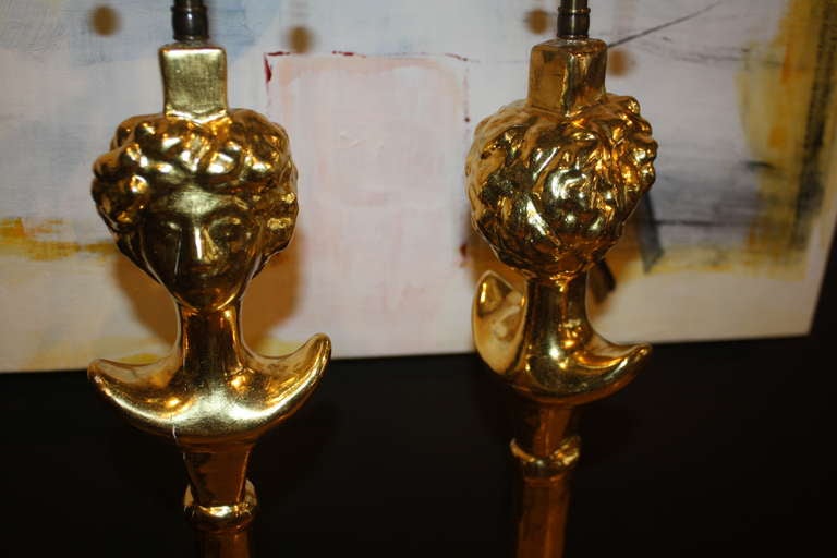 Pair of Moon Lady Lamps After Giacometti In Excellent Condition In New York, NY
