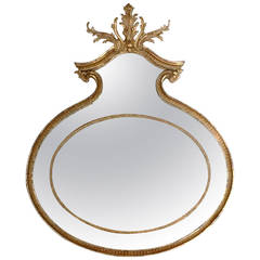 Unusual Adam Oval Giltwood Mirror