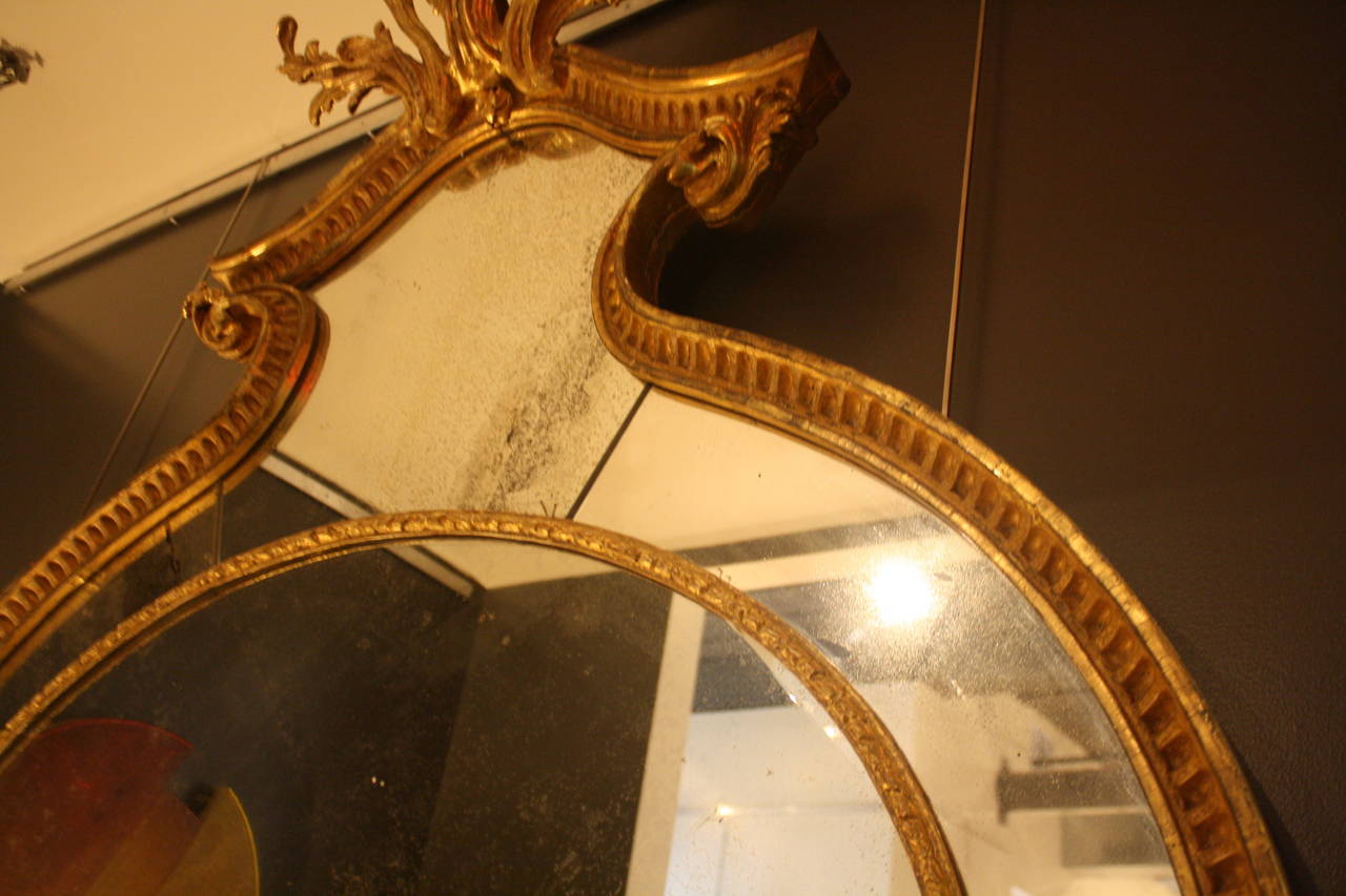 18th Century Unusual Adam Oval Giltwood Mirror