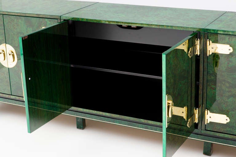 American Malachite Inspired Triple Cabinet Credenza by Mastercraft