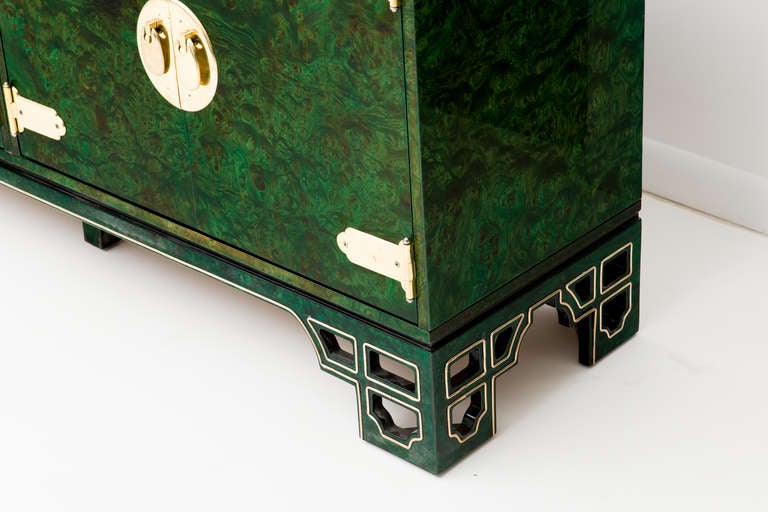 20th Century Malachite Inspired Triple Cabinet Credenza by Mastercraft