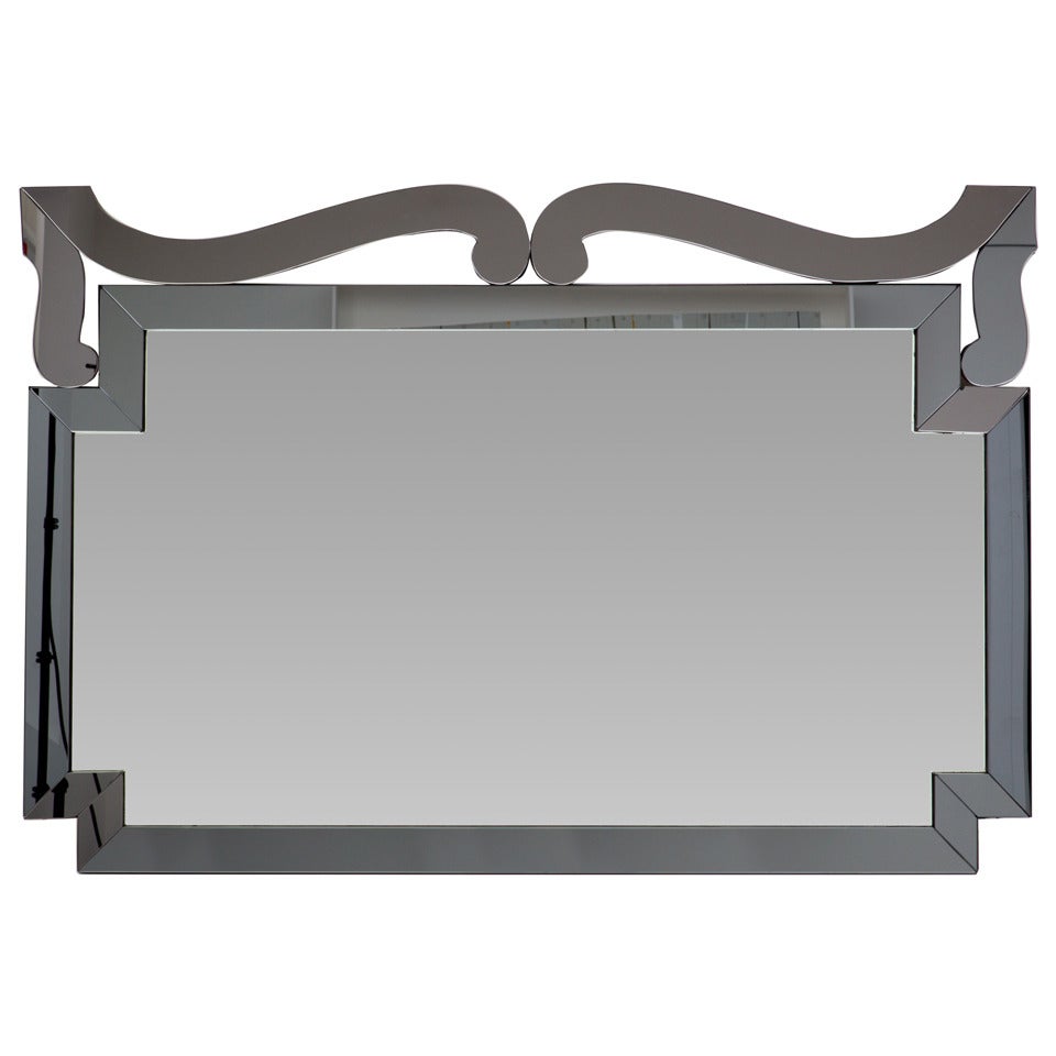 Art Deco Mirror with Grey Mirror Border