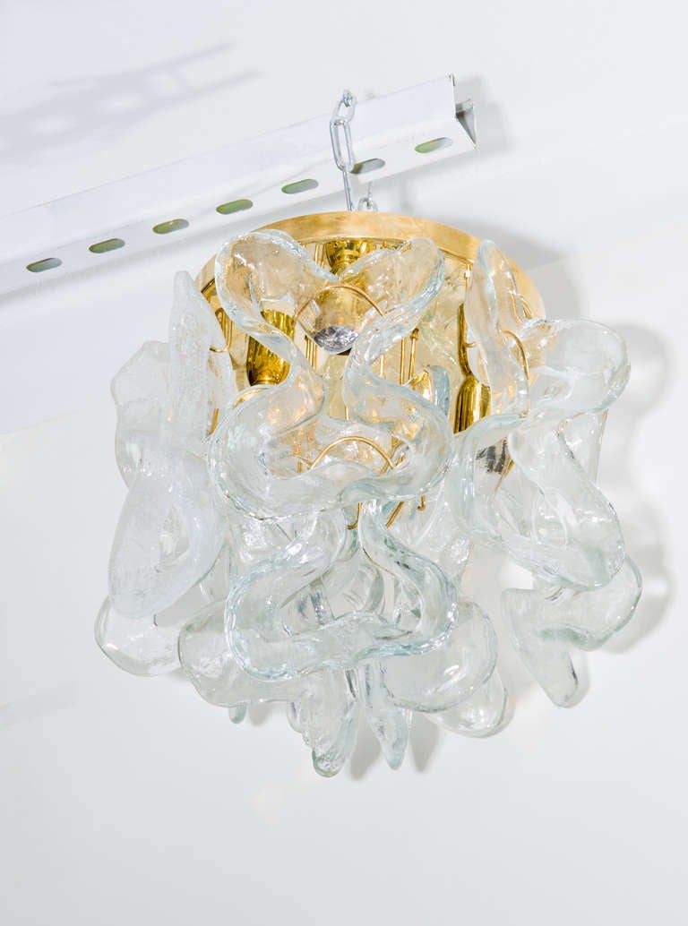 Brass and Glass Flushmount by Kalmar