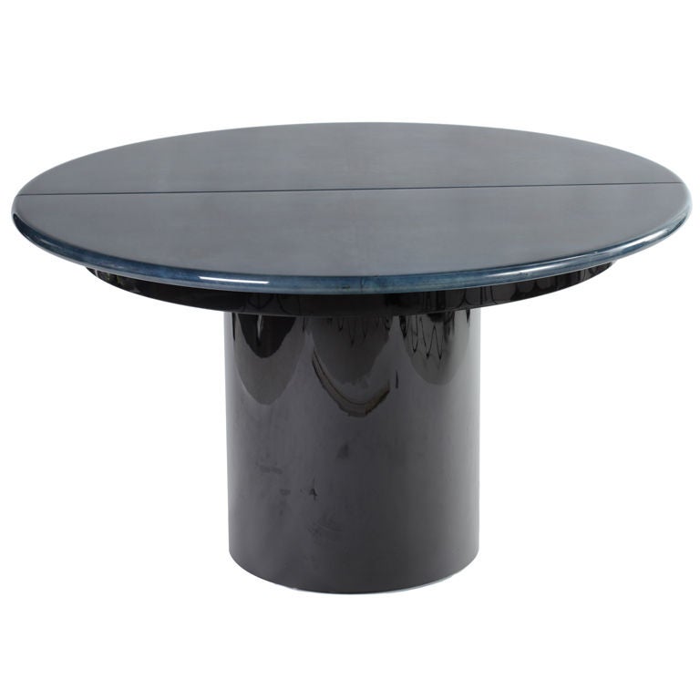 Aldo Tura Deep Blue Goatskin Expandable Dining Table