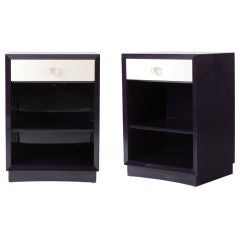 Pair of Art Deco Deep Violet Lacquer Nightstands